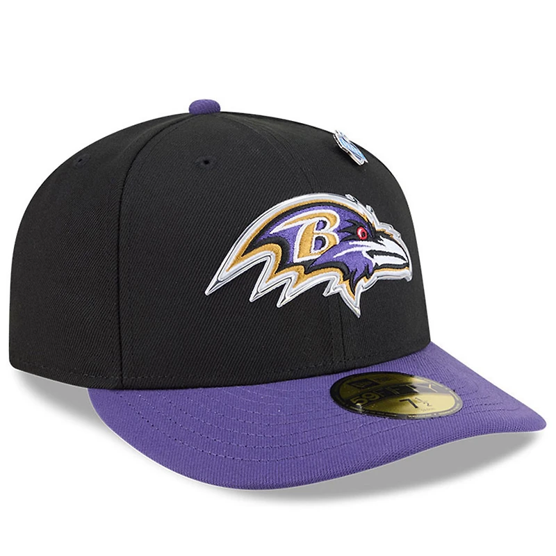 Men's New Era Black/Purple Baltimore Ravens 2026 NFL Draft Pre-Curved 59FIFTY Fitted Hat
