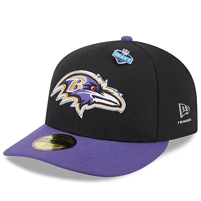 Men's New Era  Black/Purple Baltimore Ravens 2026 NFL Draft Pre-Curved 59FIFTY Fitted Hat