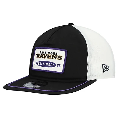 Men's New Era Black/White Baltimore Ravens Patch 19TWENTY Adjustable Hat