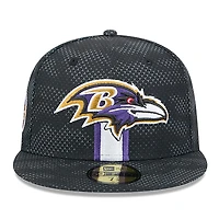 Casquette ajustée 59FIFTY New Era pour hommes des Ravens de Baltimore 2024 Sideline, noire