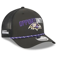 Casquette ajustable New Era noire Baltimore Ravens 2025 Inspire Change 9FORTY M-Crown pour homme