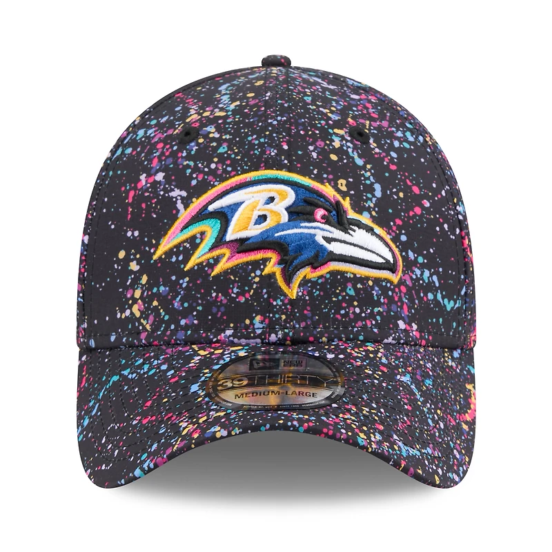 Casquette New Era noire Baltimore Ravens 2025 NFL Crucial Catch 39THIRTY Flex pour homme