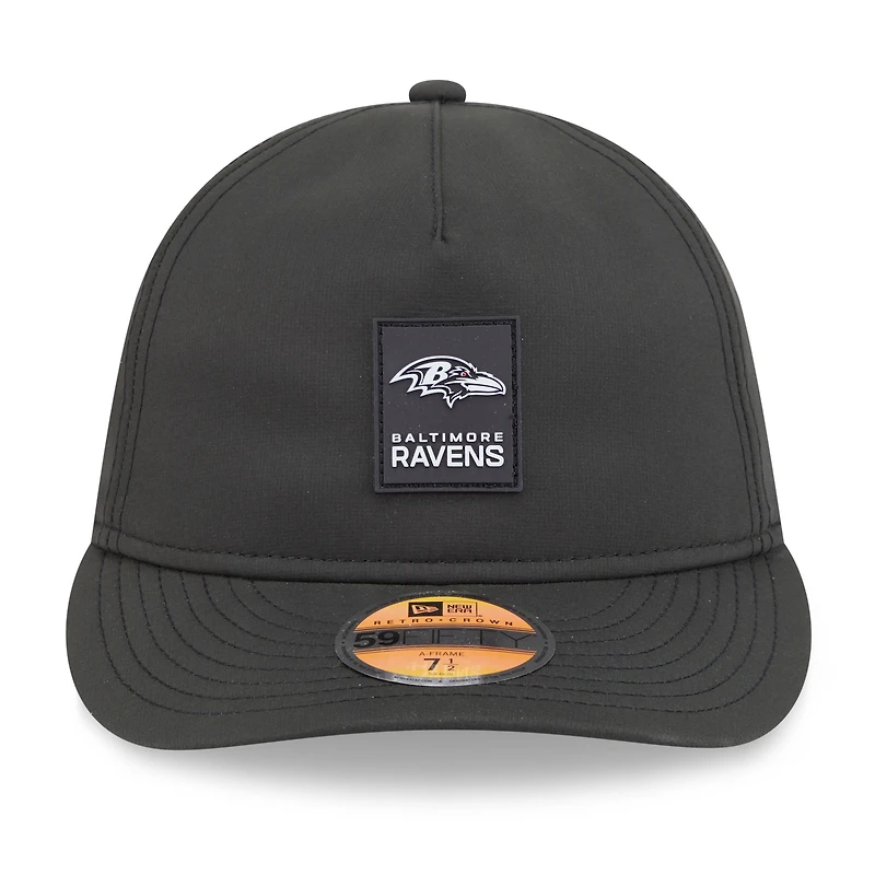 Casquette ajustée New Era 59FIFTY noire Baltimore Ravens 2025 Sideline Retro Crown pour homme