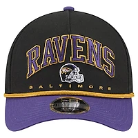 Casquette ajustable Arch 9FORTY A-Frame noire New Era pour homme des Baltimore Ravens