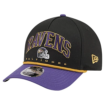 Casquette ajustable Arch 9FORTY A-Frame noire New Era pour homme des Baltimore Ravens
