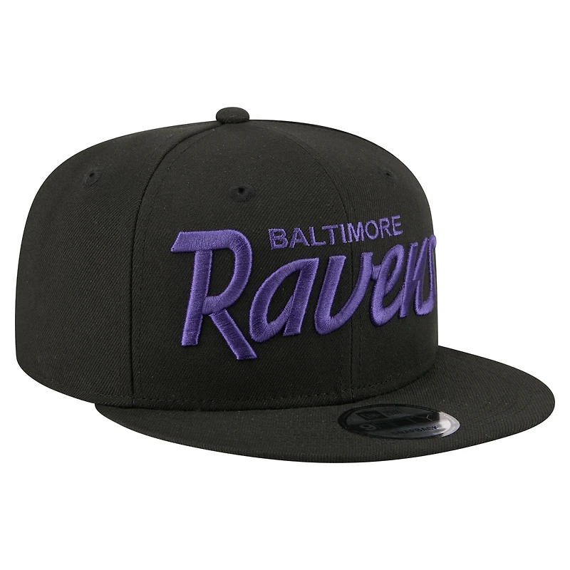Men's New Era Black Baltimore Ravens Core Team Script 9FIFTY Snapback Hat