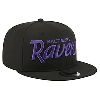 Men's New Era  Black Baltimore Ravens Core Team Script 9FIFTY Snapback Hat