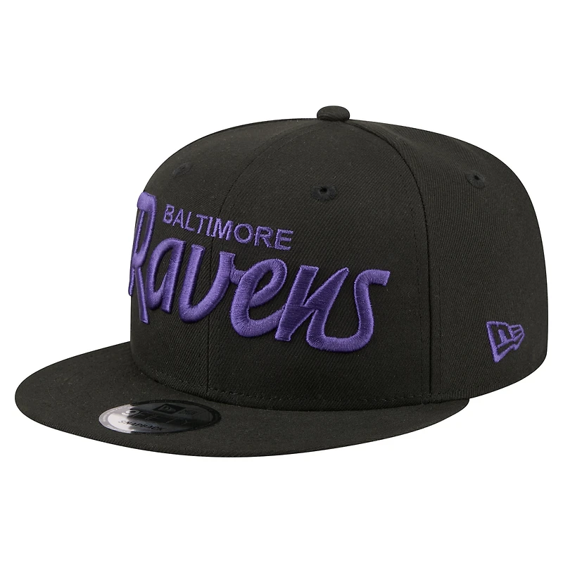 Men's New Era Black Baltimore Ravens Core Team Script 9FIFTY Snapback Hat