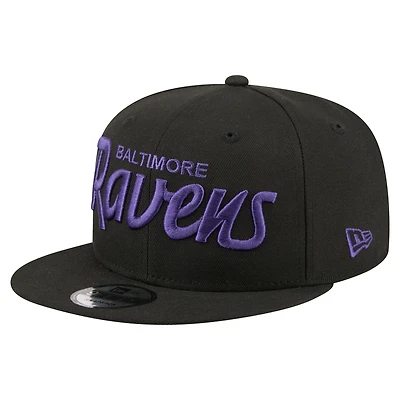 Men's New Era Black Baltimore Ravens Core Team Script 9FIFTY Snapback Hat