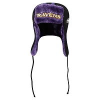 Men's New Era Black Baltimore Ravens Helmet Head Trapper Knit Hat