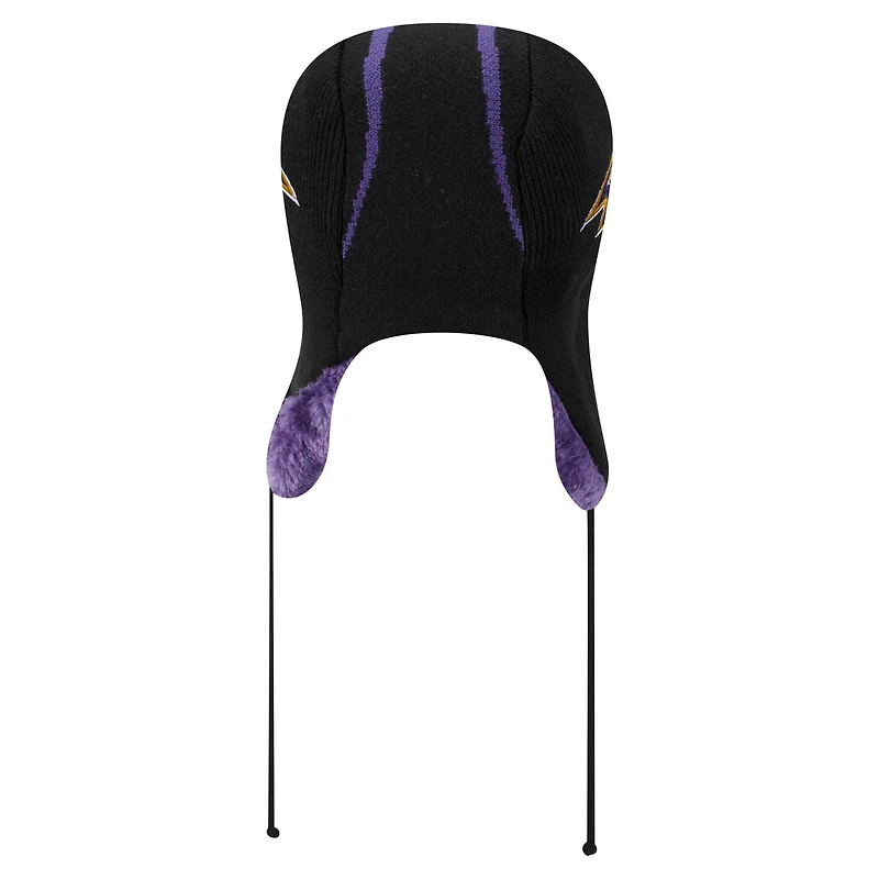 Men's New Era Black Baltimore Ravens Helmet Head Trapper Knit Hat