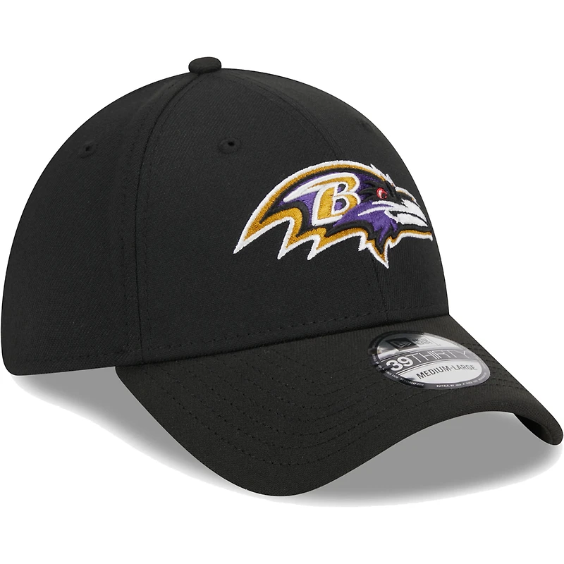 Casquette flexible principale 39THIRTY des Ravens de Baltimore New Era pour hommes, noire