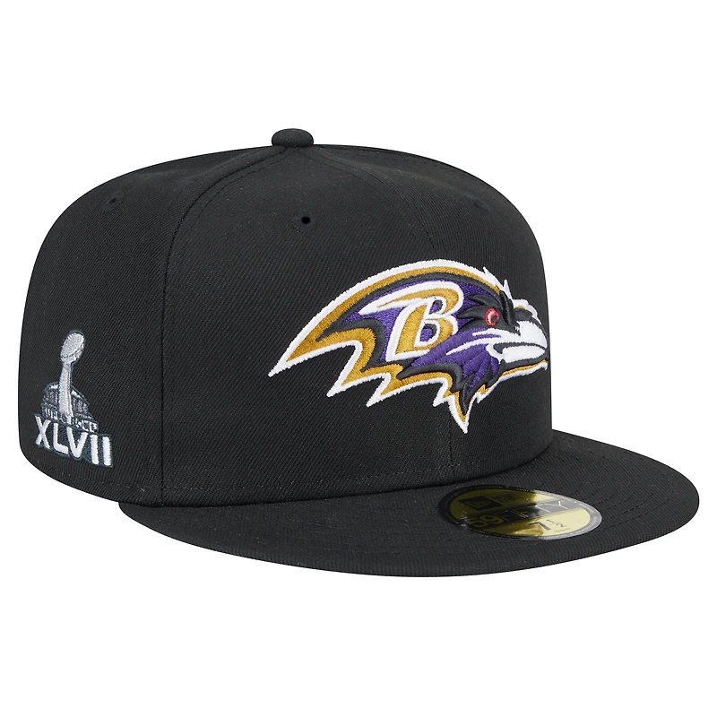 Casquette ajustée 59FIFTY Baltimore Ravens noire New Era pour homme
