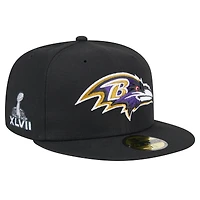 Men's New Era Black Baltimore Ravens  Main Patch 59FIFTY Fitted Hat