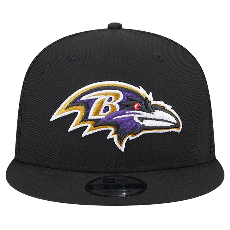 Men's New Era Black Baltimore Ravens Main Trucker 9FIFTY Snapback Hat