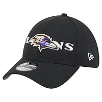 Men's New Era Black Baltimore Ravens Overlap Logo 39THIRTY Stretch Fit Hat