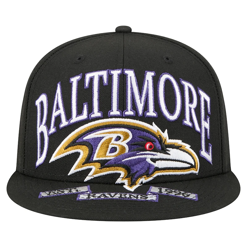 Casquette ajustée surdimensionnée 59FIFTY noire des Baltimore Ravens de New Era pour homme