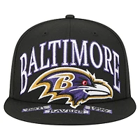 Casquette ajustée surdimensionnée 59FIFTY noire des Baltimore Ravens de New Era pour homme
