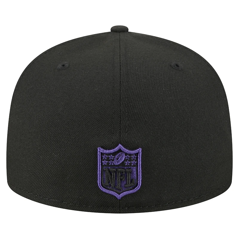 Casquette ajustée surdimensionnée 59FIFTY noire des Baltimore Ravens de New Era pour homme