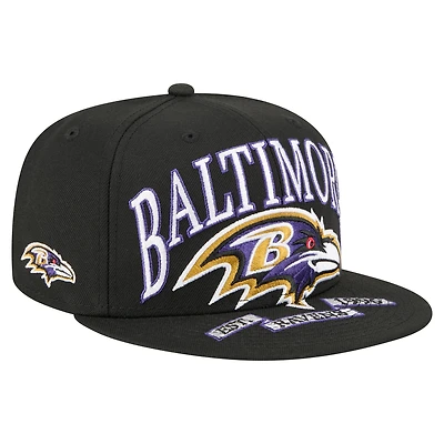 Casquette ajustée surdimensionnée 59FIFTY noire des Baltimore Ravens de New Era pour homme