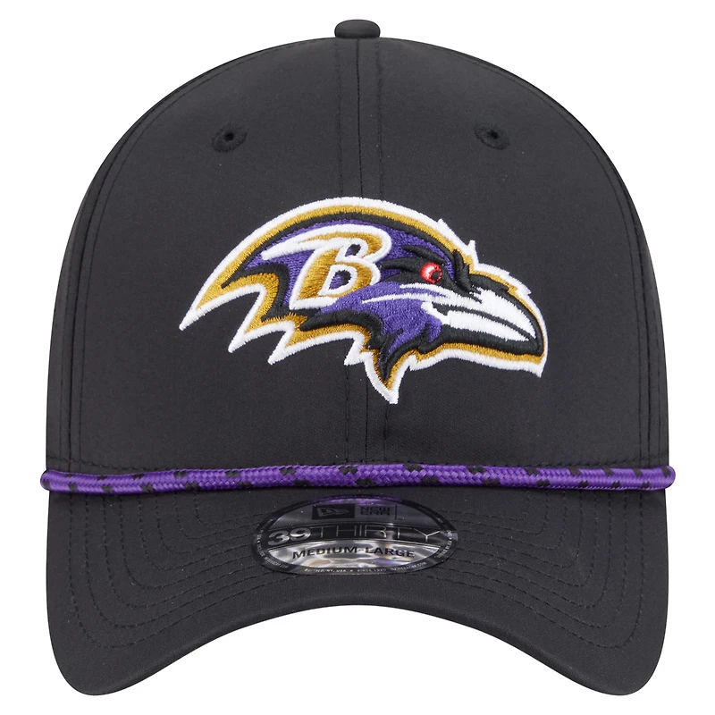 Casquette perforée 39THIRTY Flex noire New Era pour homme des Baltimore Ravens