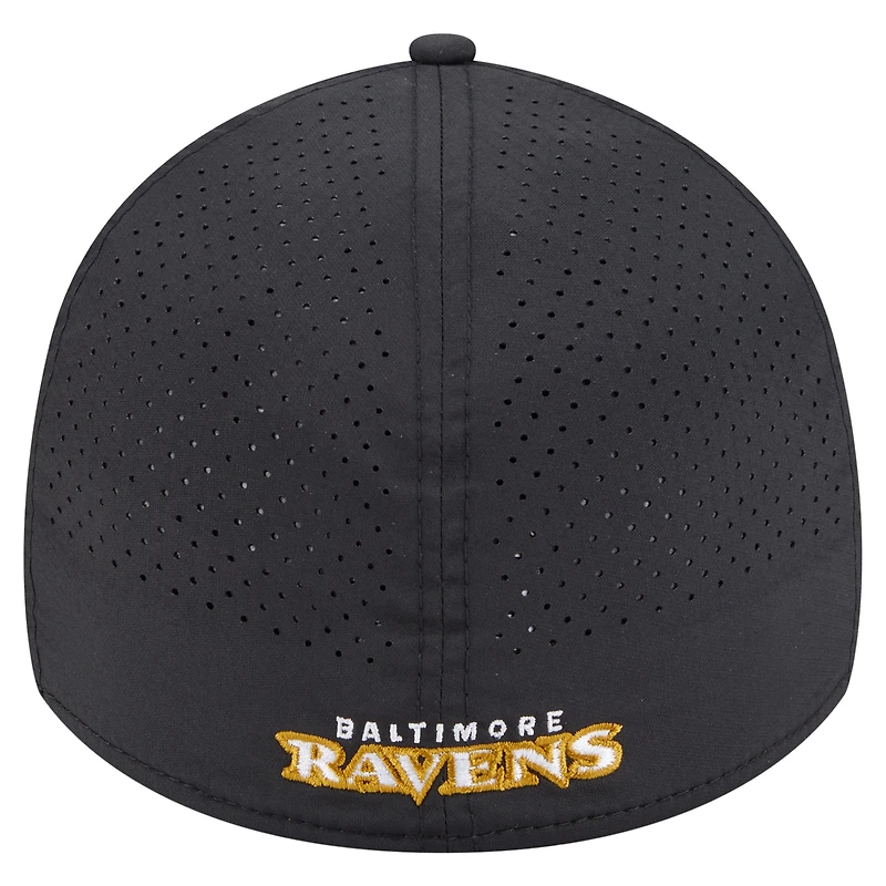 Casquette perforée 39THIRTY Flex noire New Era pour homme des Baltimore Ravens