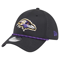 Casquette perforée 39THIRTY Flex noire New Era pour homme des Baltimore Ravens