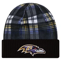 Bonnet en tricot à revers noir Baltimore Ravens Sideline Statement pour homme New Era