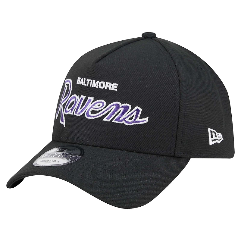 Men's New Era Black Baltimore Ravens Smith 9FORTY Adjustable hat