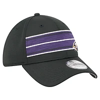 Men's New Era  Black Baltimore Ravens Stripes 39THIRTY Flex Hat