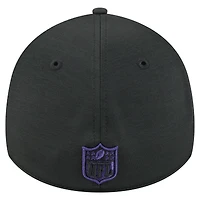 Casquette New Era 39THIRTY Flex noire à rayures des Baltimore Ravens pour homme