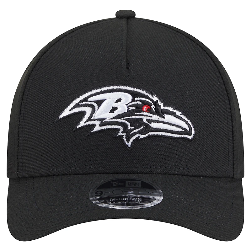 Men's New Era  Black Baltimore Ravens Team Collection 9FORTY M-Crown A-Frame Adjustable Hat