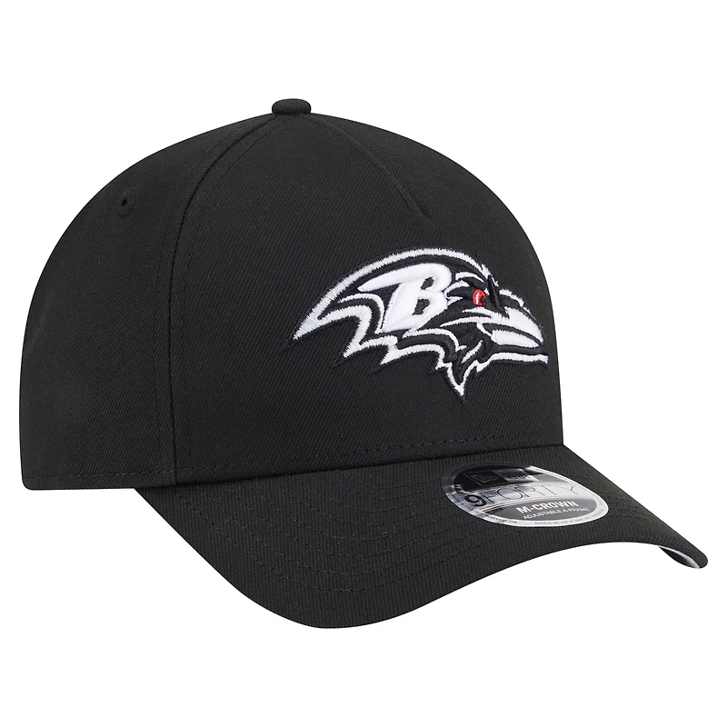 Men's New Era  Black Baltimore Ravens Team Collection 9FORTY M-Crown A-Frame Adjustable Hat