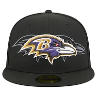 Casquette ajustée New Era noire Baltimore Ravens Tri-Hit 59FIFTY pour homme