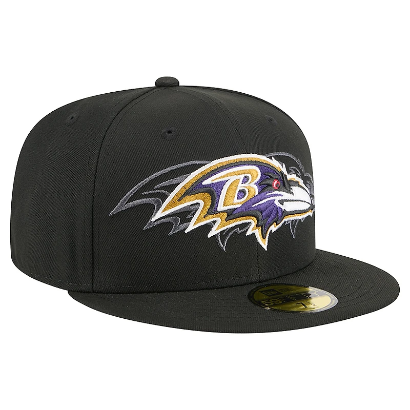 Casquette ajustée New Era noire Baltimore Ravens Tri-Hit 59FIFTY pour homme
