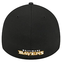 Casquette New Era noire à visière Hit 39THIRTY Flex des Baltimore Ravens pour homme