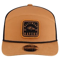 Men's New Era  Brown/Black Baltimore Ravens Team Patch Split Panel 9SEVENTY Adjustable Trucker Hat