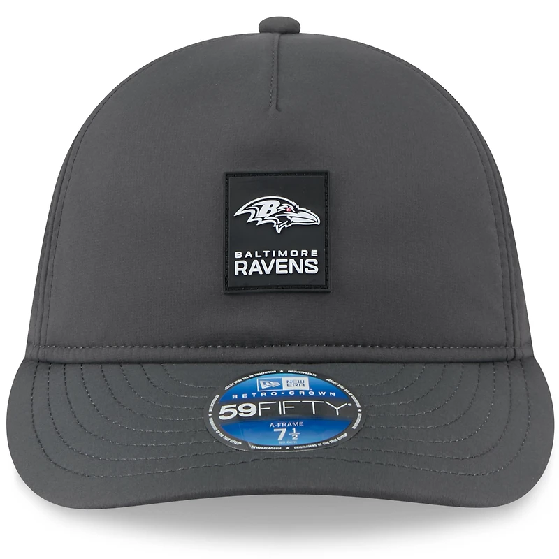 Men's New Era Charcoal Baltimore Ravens 2025 Sideline Cold Weather Retro Crown 59FIFTY Fitted Hat