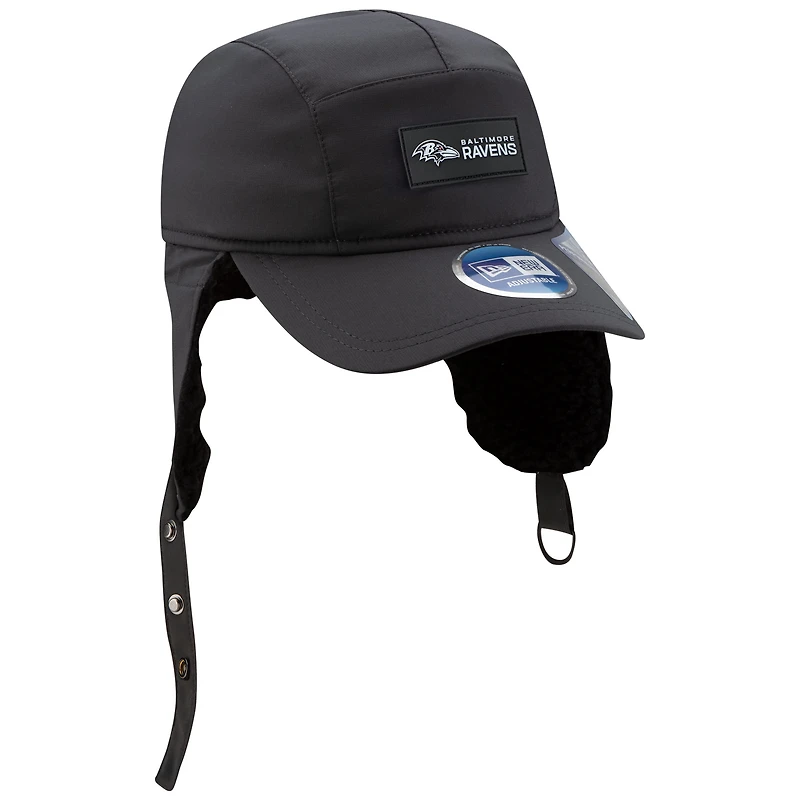 Men's New Era Charcoal Baltimore Ravens 2025 Sideline Cold Weather Runner Dog Ear Adjustable Hat