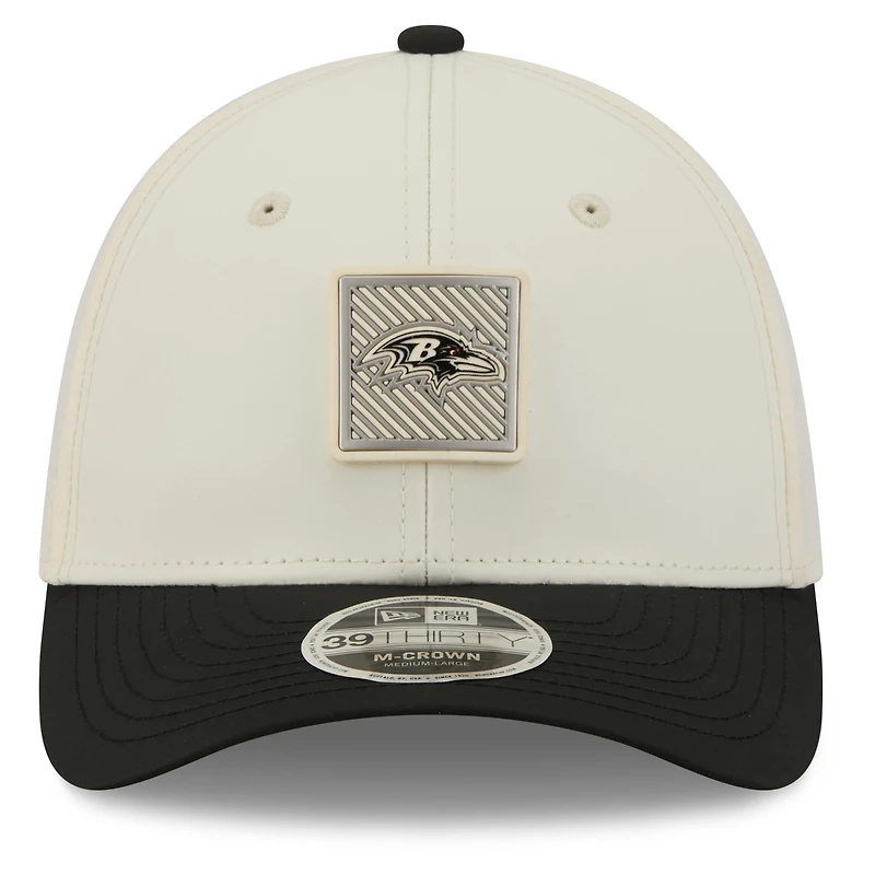 Men's New Era  Cream/Black Baltimore Ravens 2026 NFL Training Camp 39THIRTY M-Crown Flex Hat
