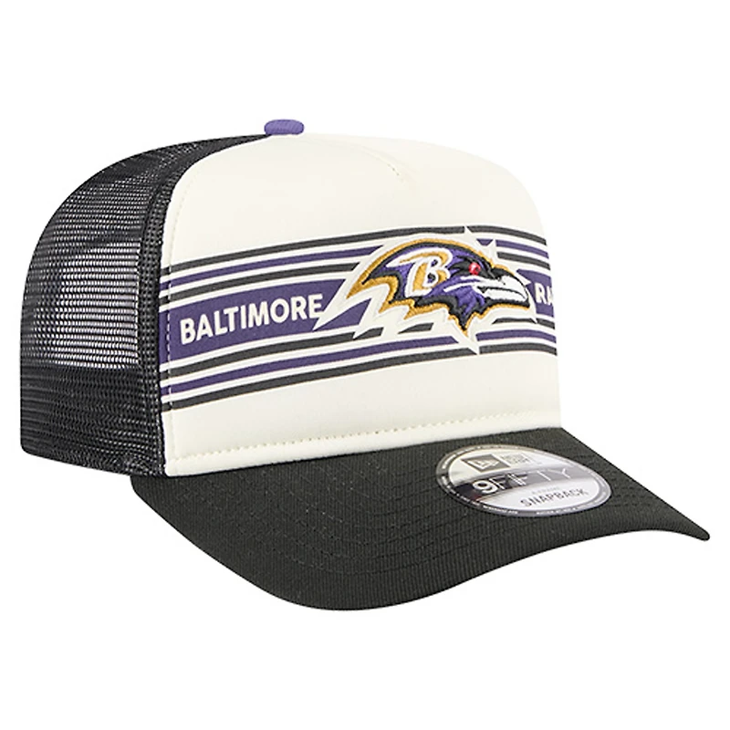 Casquette snapback New Era 9FIFTY pour homme, couleur crème/noir, avec logo des Baltimore Ravens