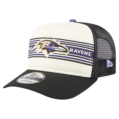 Casquette snapback New Era 9FIFTY pour homme, couleur crème/noir, avec logo des Baltimore Ravens