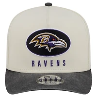 Men's New Era  Cream/Black Baltimore Ravens Washed A-Frame 9FIFTY Snapback Hat