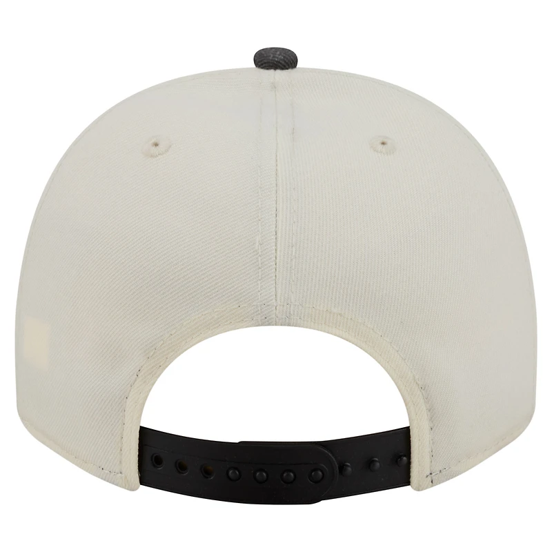 Men's New Era Cream/Black Baltimore Ravens Washed A-Frame 9FIFTY Snapback Hat