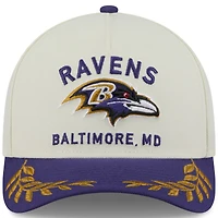 Men's New Era Cream/Purple Baltimore Ravens 2025 NFL Draft 9FORTY A-Frame M-Crown Adjustable Hat