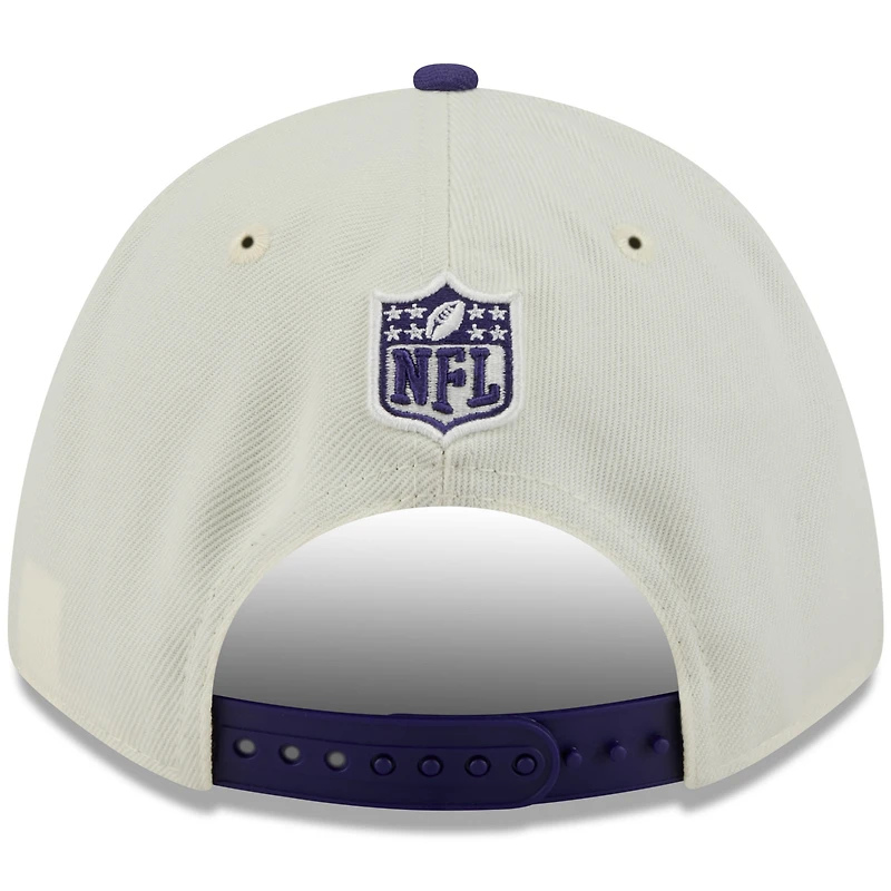Men's New Era Cream/Purple Baltimore Ravens 2025 NFL Draft 9FORTY A-Frame M-Crown Adjustable Hat