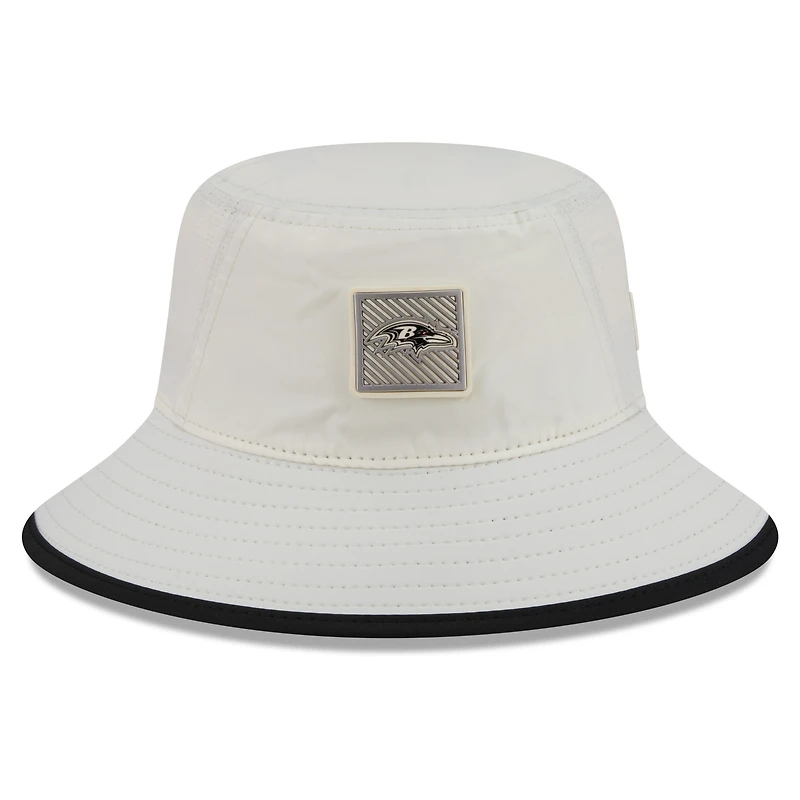 Men's New Era Cream Baltimore Ravens 2026 NFL Training Camp Sport Bucket Hat