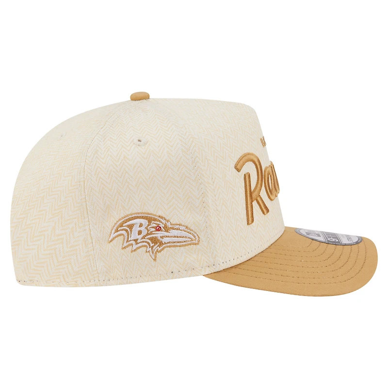 Men's New Era  Cream Baltimore Ravens Herringbone 9FIFTY A-Frame Snapback Hat