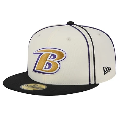 Men's New Era Cream Baltimore Ravens Soutache 59FIFTY Fitted Hat