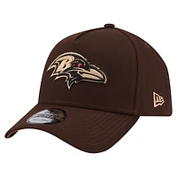 Casquette ajustable New Era Baltimore Ravens marron foncé, modèle Burnt Wood A-Frame 9FORTY pour homme